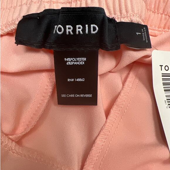 Torrid Womens Peach Taper Crepe Cuffed Hem High Rise Pull On Pants Size 1X New - Picture 5 of 6